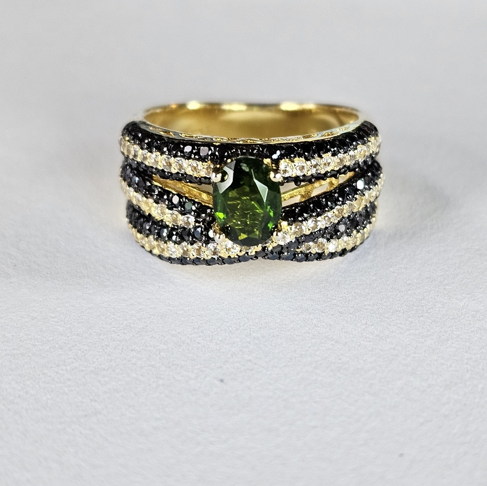 Green Chrome Diopside 18K Yellow Gold Over Sterling Silver Ring 2.58ctw Sz 7